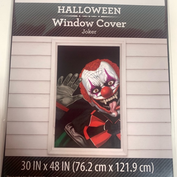 Joker Halloween Window Cover Scary Clown 30 IN x 48 IN Party Decor Haunted House - Picture 1 of 3
